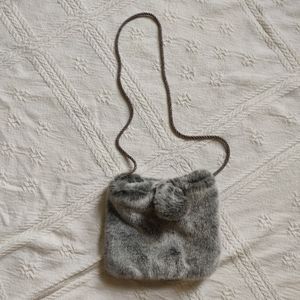 Blue/grey faux fur purse